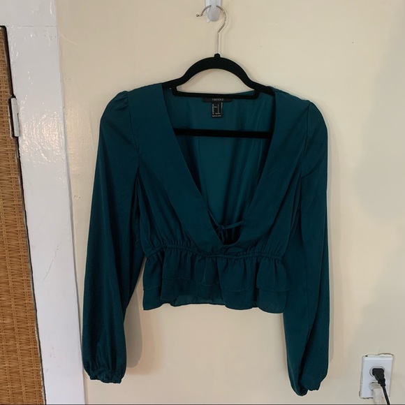 Forever 21 Emerald Peplum Top - Picture 3 of 8